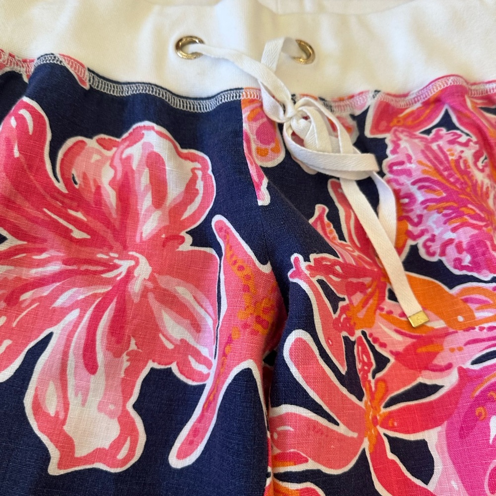 Lilly Pulitzer Bright Navy Via Sunny engineered linen beach pants - Picture 4 of 6